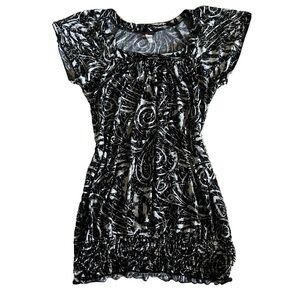 Y2k Black and White Print Women's Top